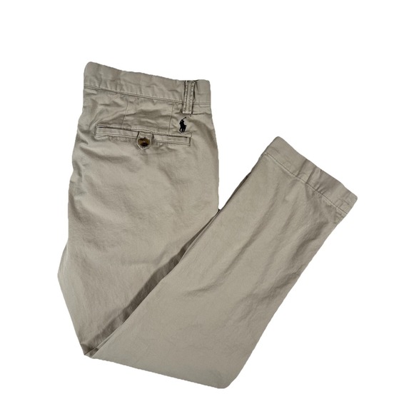 Polo Ralph Lauren Slim Stretch Tan Chino Pants Mens 34x30 (35x29) Big Pony Logo‎ - Picture 1 of 10